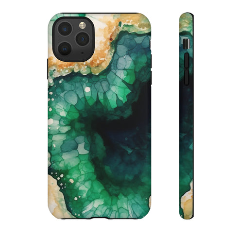 Green Geode in Watercolor - Impact Resistant Phone Case iPhone 11 Pro Max Matte